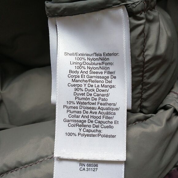 Donna Karan DKNY Packable Down Quilted Coat Jacket Womens M Purple Hood Zip - Picture 9 of 12